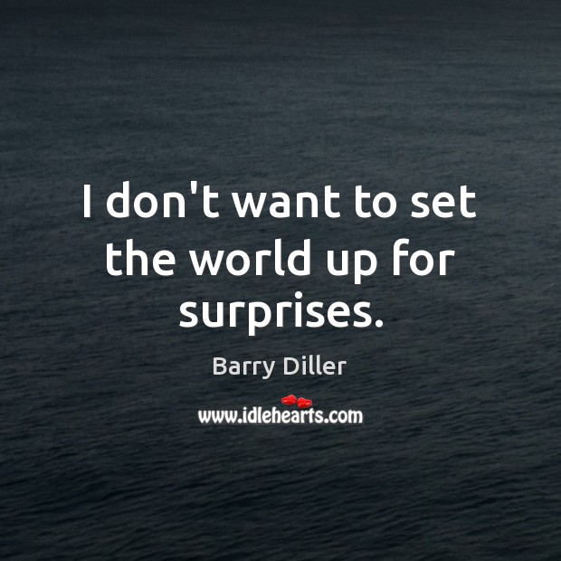 I don’t want to set the world up for surprises. Image