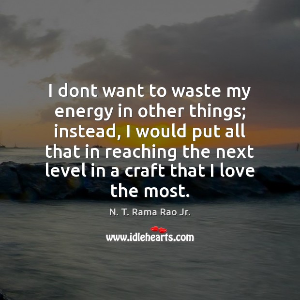 I dont want to waste my energy in other things; instead, I N. T. Rama Rao Jr. Picture Quote
