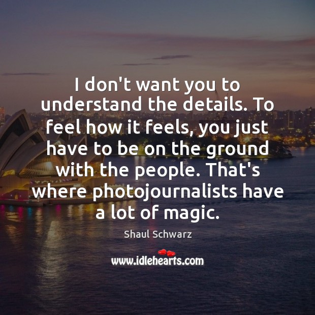 I don’t want you to understand the details. To feel how it Shaul Schwarz Picture Quote