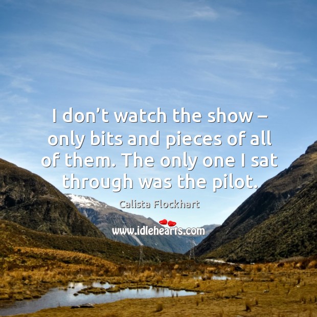 I don’t watch the show – only bits and pieces of all of them. The only one I sat through was the pilot. Calista Flockhart Picture Quote