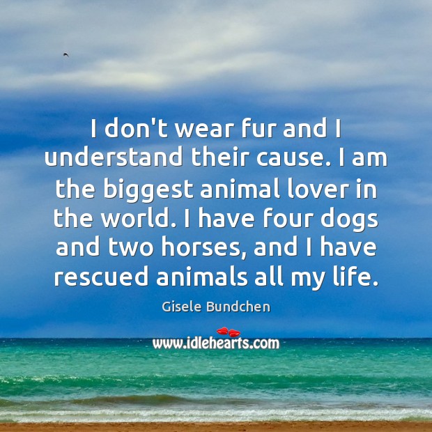 I don’t wear fur and I understand their cause. I am the Image