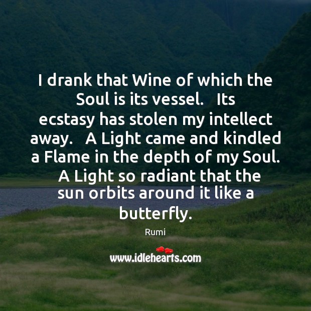 I drank that Wine of which the Soul is its vessel.   Its Image