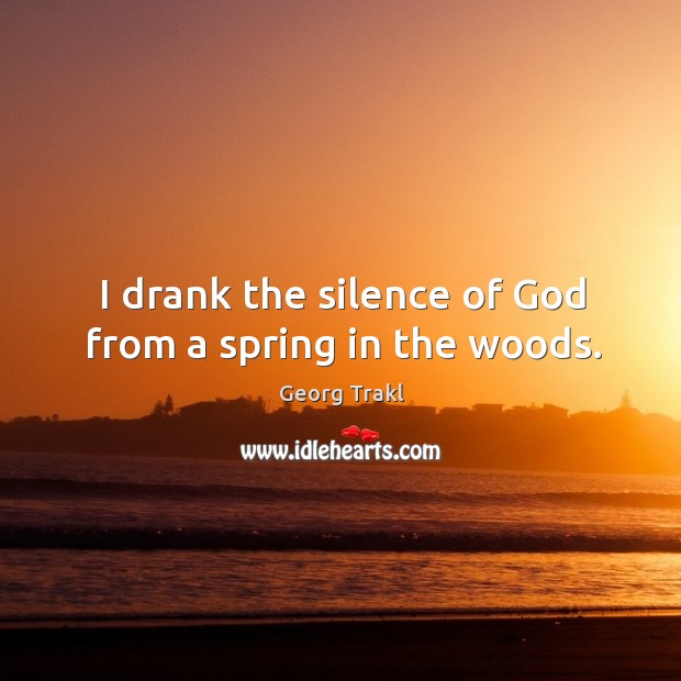 I drank the silence of God from a spring in the woods. Georg Trakl Picture Quote