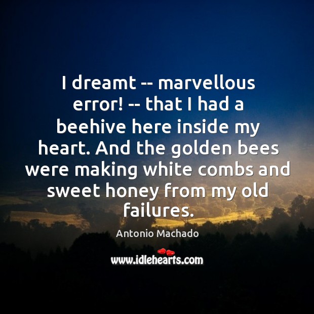 I dreamt — marvellous error! — that I had a beehive here Antonio Machado Picture Quote