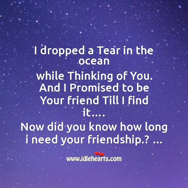 I dropped a tear in the ocean Friendship Messages Image