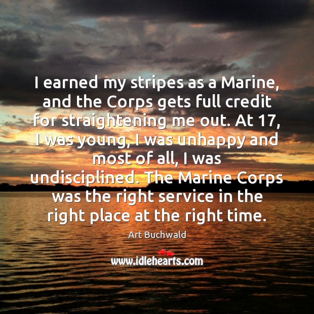 I earned my stripes as a Marine, and the Corps gets full Image