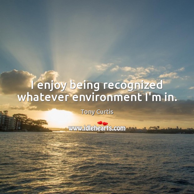 I enjoy being recognized whatever environment I’m in. Environment Quotes Image