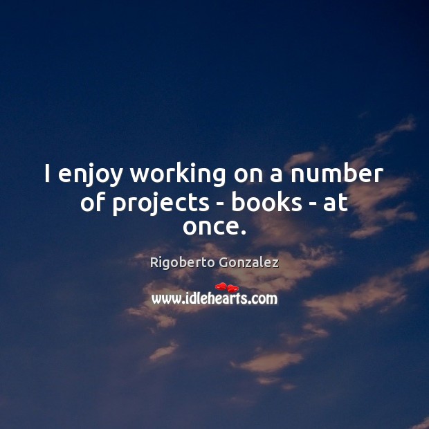 I enjoy working on a number of projects – books – at once. Rigoberto Gonzalez Picture Quote