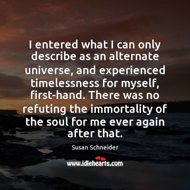 I entered what I can only describe as an alternate universe, and Susan Schneider Picture Quote