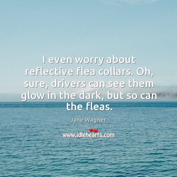 I even worry about reflective flea collars. Oh, sure, drivers can see Jane Wagner Picture Quote