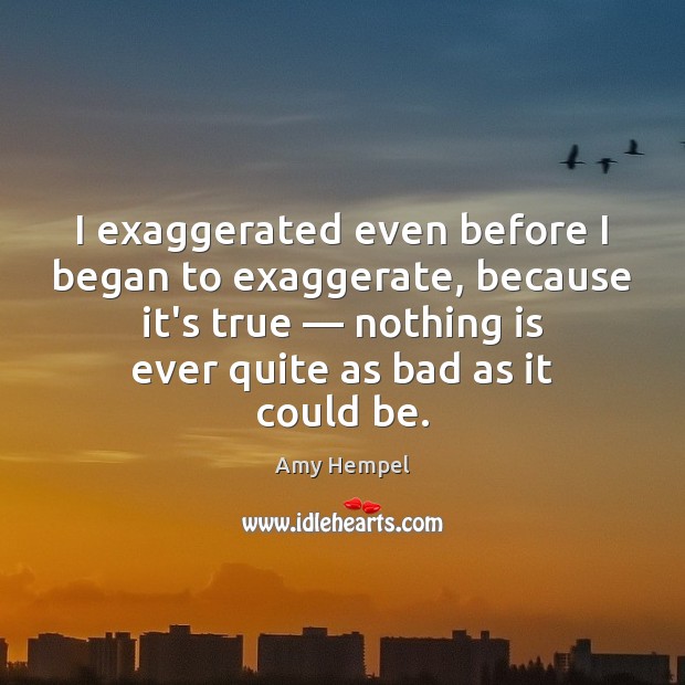 I exaggerated even before I began to exaggerate, because it’s true — nothing Amy Hempel Picture Quote