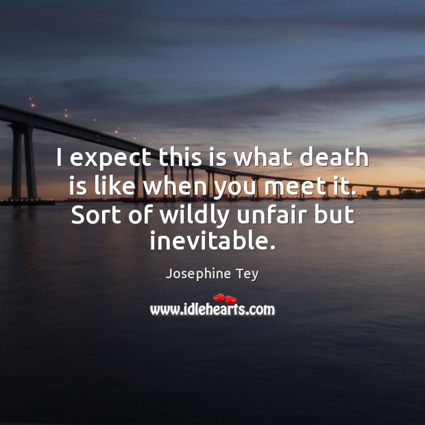 I expect this is what death is like when you meet it. Josephine Tey Picture Quote