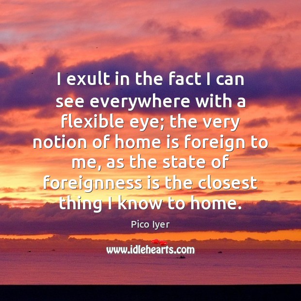 I exult in the fact I can see everywhere with a flexible Home Quotes Image