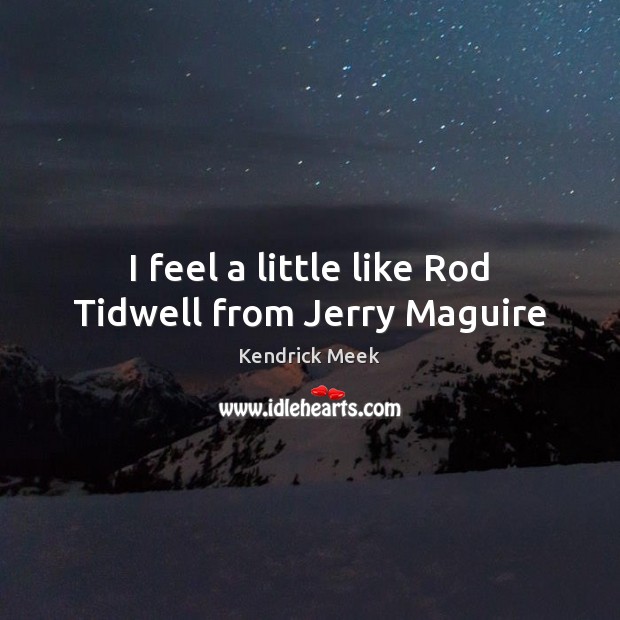 I feel a little like Rod Tidwell from Jerry Maguire Kendrick Meek Picture Quote