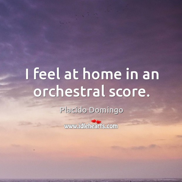 I feel at home in an orchestral score. Placido Domingo Picture Quote