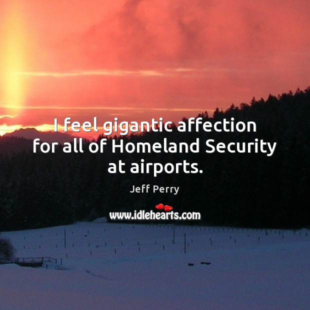 I feel gigantic affection for all of Homeland Security at airports. Jeff Perry Picture Quote