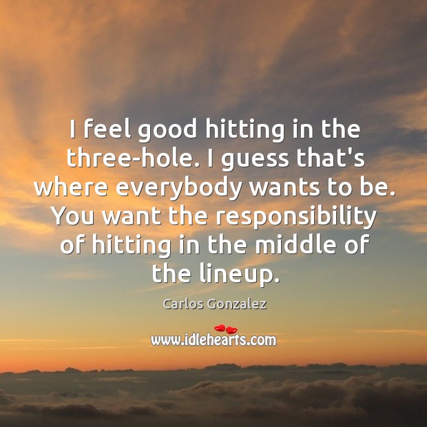 I feel good hitting in the three-hole. I guess that’s where everybody Image