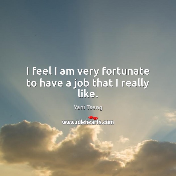 I feel I am very fortunate to have a job that I really like. Yani Tseng Picture Quote