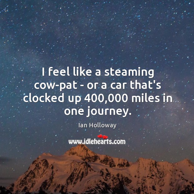 I feel like a steaming cow-pat – or a car that’s clocked up 400,000 miles in one journey. Image