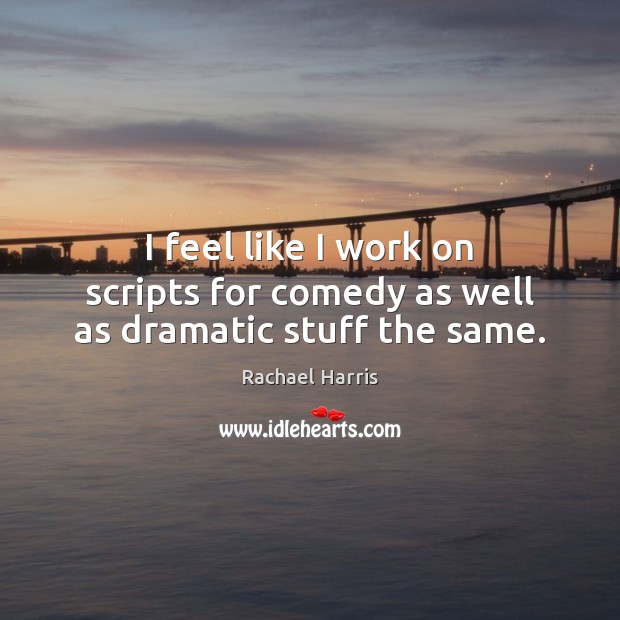 I feel like I work on scripts for comedy as well as dramatic stuff the same. Rachael Harris Picture Quote