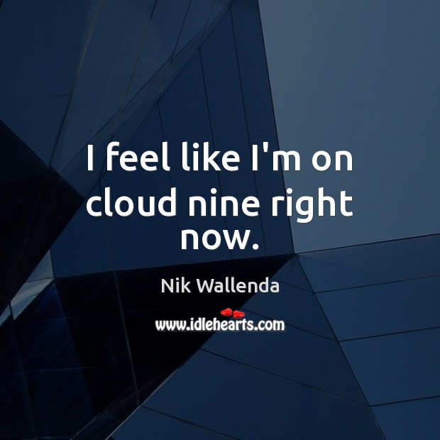 I feel like I’m on cloud nine right now. Nik Wallenda Picture Quote