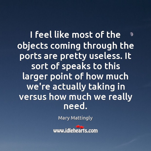 I feel like most of the objects coming through the ports are Mary Mattingly Picture Quote