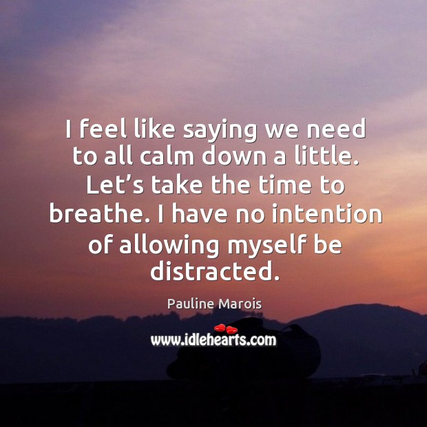 I feel like saying we need to all calm down a little. Let’s take the time to breathe. Pauline Marois Picture Quote