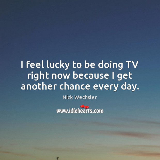 I feel lucky to be doing TV right now because I get another chance every day. Nick Wechsler Picture Quote