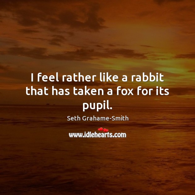 I feel rather like a rabbit that has taken a fox for its pupil. Seth Grahame-Smith Picture Quote