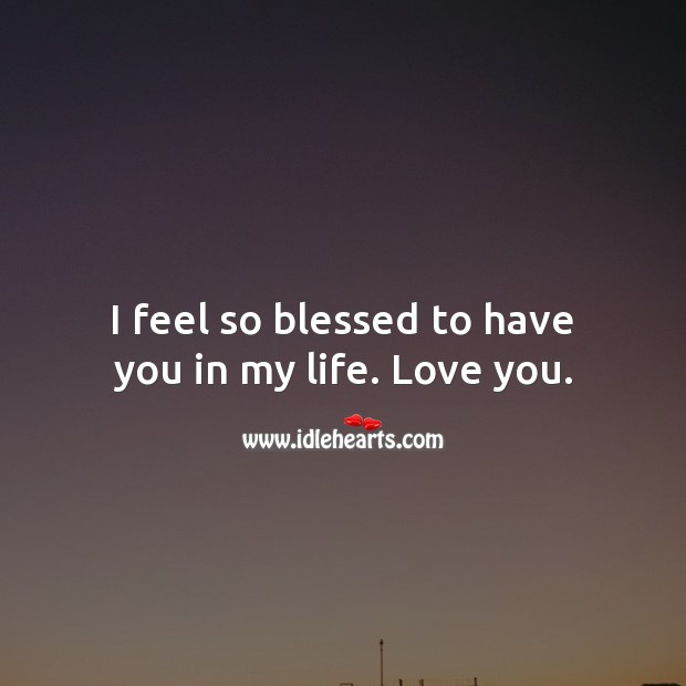 I feel so blessed to have you in my life. Love you. I Love You Quotes Image