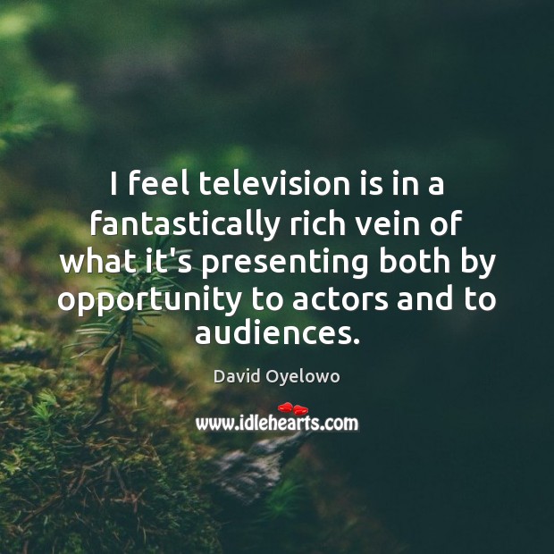 I feel television is in a fantastically rich vein of what it’s David Oyelowo Picture Quote