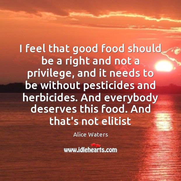 I feel that good food should be a right and not a Image