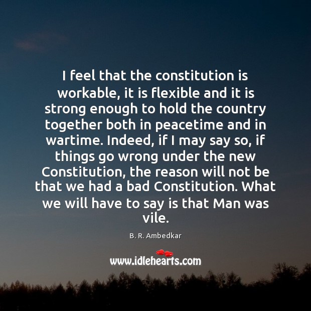 I feel that the constitution is workable, it is flexible and it B. R. Ambedkar Picture Quote