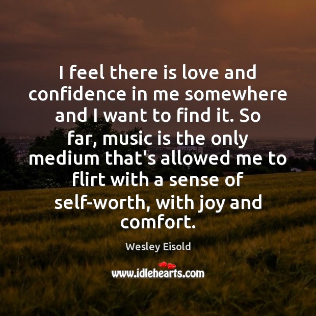 I feel there is love and confidence in me somewhere and I Wesley Eisold Picture Quote