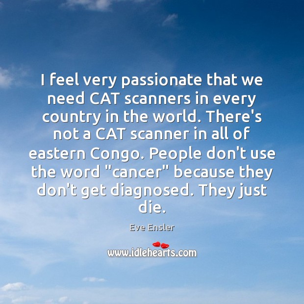 I feel very passionate that we need CAT scanners in every country Eve Ensler Picture Quote