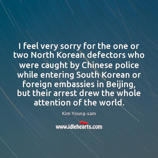 I feel very sorry for the one or two North Korean defectors Image
