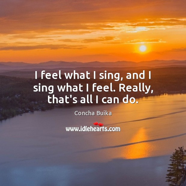 I feel what I sing, and I sing what I feel. Really, that’s all I can do. Image