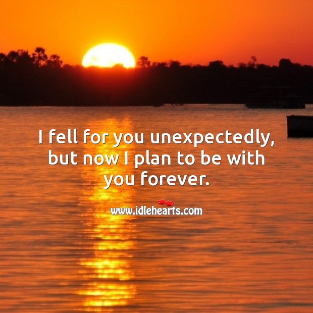 I fell for you unexpectedly, but now I plan to be with you forever. Love Forever Quotes Image