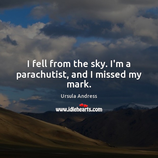 I fell from the sky. I’m a parachutist, and I missed my mark. Image