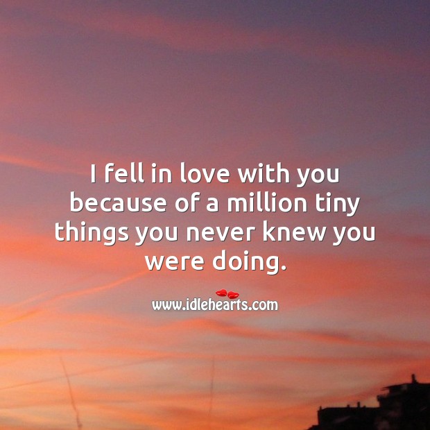I fell in love with you because of a million tiny things you never knew you were doing. Falling in Love Quotes Image