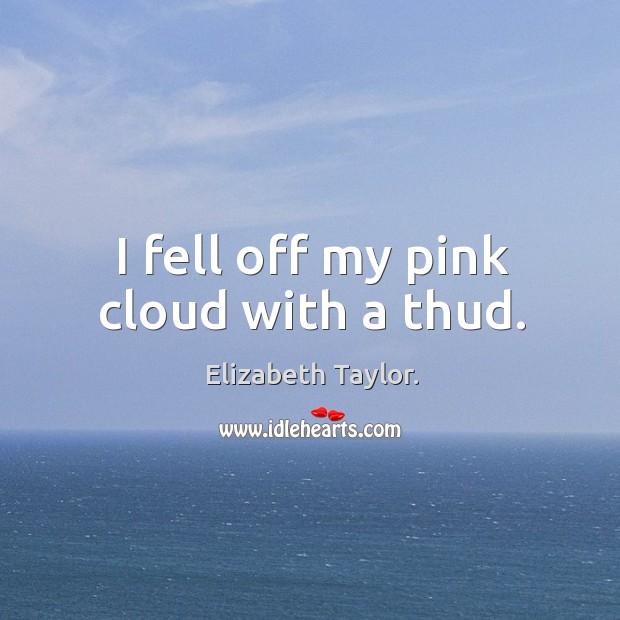 I fell off my pink cloud with a thud. Image
