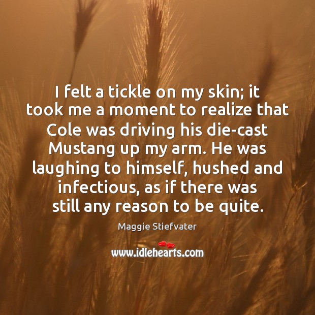 I felt a tickle on my skin; it took me a moment Maggie Stiefvater Picture Quote