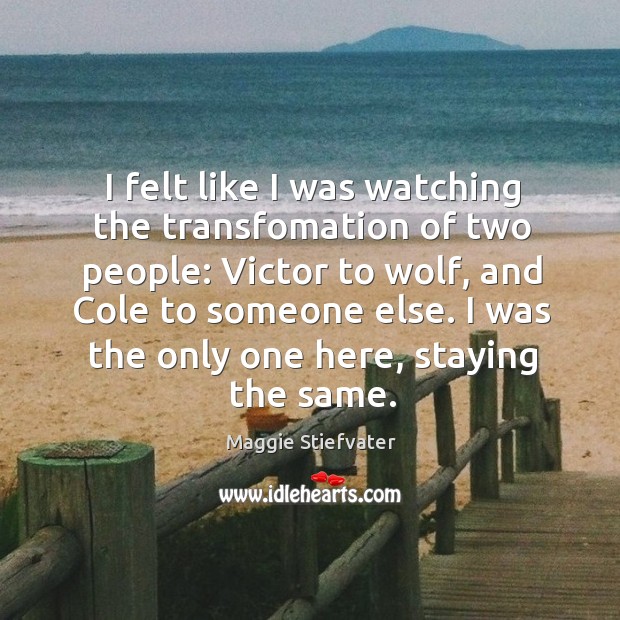 I felt like I was watching the transfomation of two people: Victor Maggie Stiefvater Picture Quote
