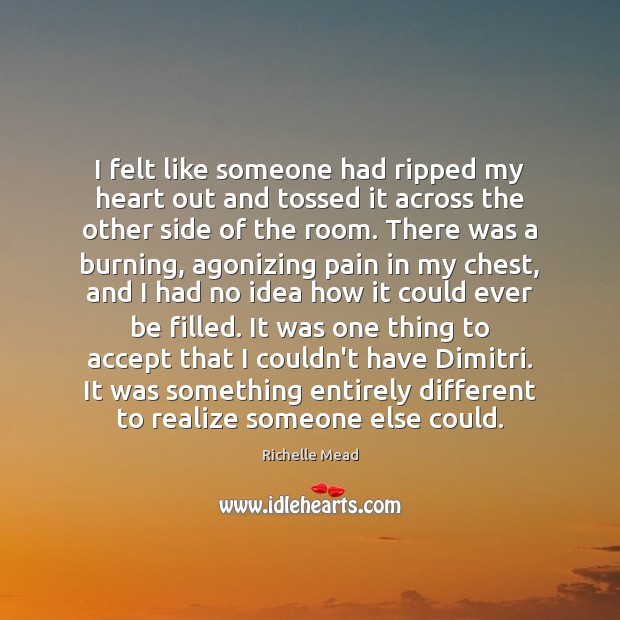 I felt like someone had ripped my heart out and tossed it Richelle Mead Picture Quote