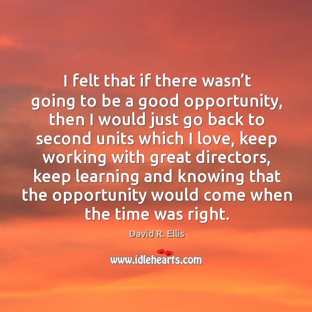 I felt that if there wasn’t going to be a good opportunity, then I would just go back to David R. Ellis Picture Quote