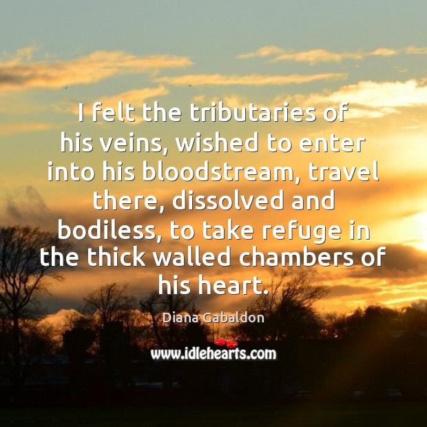 I felt the tributaries of his veins, wished to enter into his Image