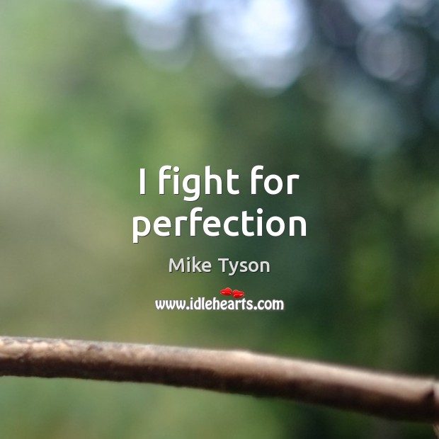 I fight for perfection Mike Tyson Picture Quote