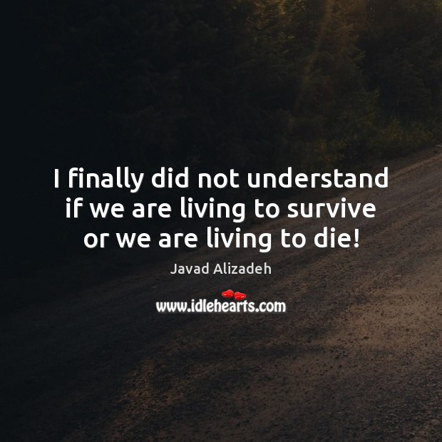 I finally did not understand if we are living to survive or we are living to die! Javad Alizadeh Picture Quote