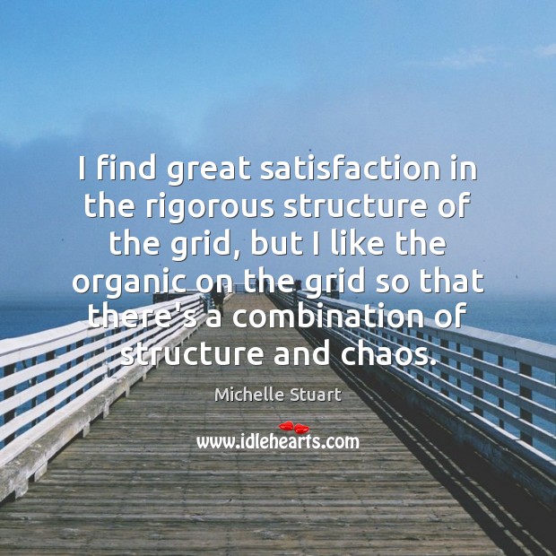 I find great satisfaction in the rigorous structure of the grid, but Michelle Stuart Picture Quote