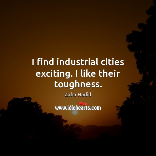 I find industrial cities exciting. I like their toughness. Zaha Hadid Picture Quote